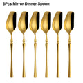 Axyaa 24-Piece Gold Stainless Steel Cutlery Set Flatware Knife Fork Spoon Mirror Matte