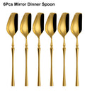 Axyaa 24-Piece Gold Stainless Steel Cutlery Set Flatware Knife Fork Spoon Mirror Matte