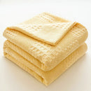Axyaa Waffle Cotton Throw Blanket for Bed & Sofa - Soft Plaid Summer Throw