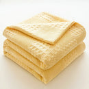 Axyaa Waffle Cotton Throw Blanket for Bed & Sofa - Soft & Breathable Summer Plaid Blanket