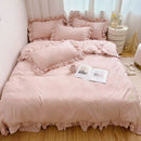 Axyaa European Simple Large Family Bedding Set with Quilt Cover, Pillow Cover, and Bed Sheet