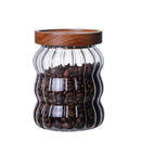 Axyaa Striped Glass Airtight Canister for Kitchen Storage - Coffee Beans, Grains, Candy Jar