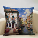 Axyaa Ocean Landscape Flower Sofa Cushion Cover Linen Pillowcase Home Decor