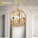 Axyaa Gold Globe Cage Pendant Light Chandelier for Living Room & Dining Room