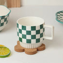 Axyaa Red Heart Plaid Coffee Mug - Delicate Ceramic Latte Cup