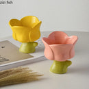 Axyaa Tulip Dessert Bowl Set - Elegant Irregular Ceramic Tableware for Snacks and Fruits