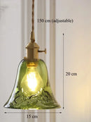 Axyaa Green Glass Pendant Lamp: Retro Nordic Luxury LED Chandelier for Home Decor