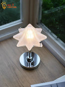 Axyaa Vintage Star Table Lamp with USB Charging - Artistic Glass Shade Bedside Light