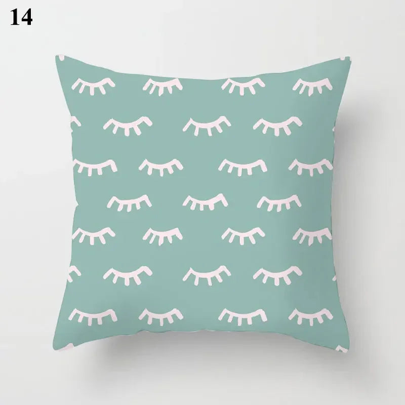 Axyaa Mint Green Blue Geometric Cushion Cover Modern Home Decor