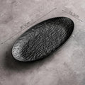 Axyaa Stone Patterned Ceramic Fish Plate: Unique Oval Serving Dish for Sushi, Sashimi & Molecular Cuisine