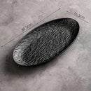 Axyaa Stone Patterned Ceramic Fish Plate: Unique Oval Serving Dish for Sushi, Sashimi & Molecular Cuisine