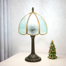 Axyaa 8-Inch Glass Shade Lamp with Bronzed Base, Four-leaf Clover Design for Indoor Lighting