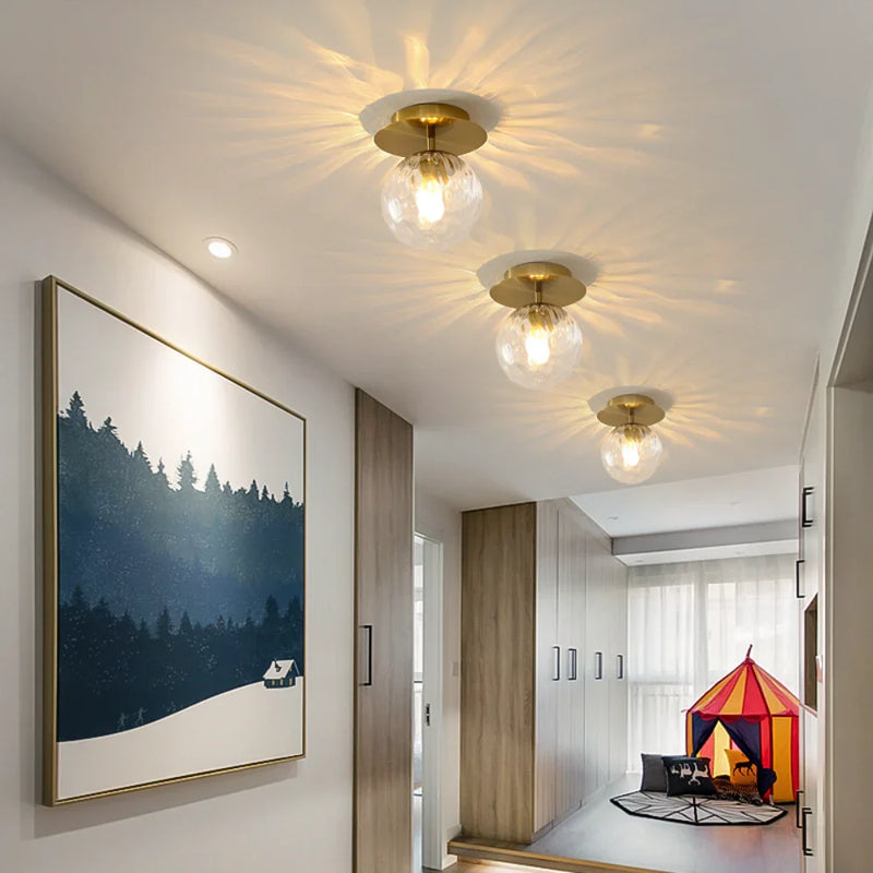Axyaa Modern Gold Ball Glass Ceiling Lamp for Living Room Decor