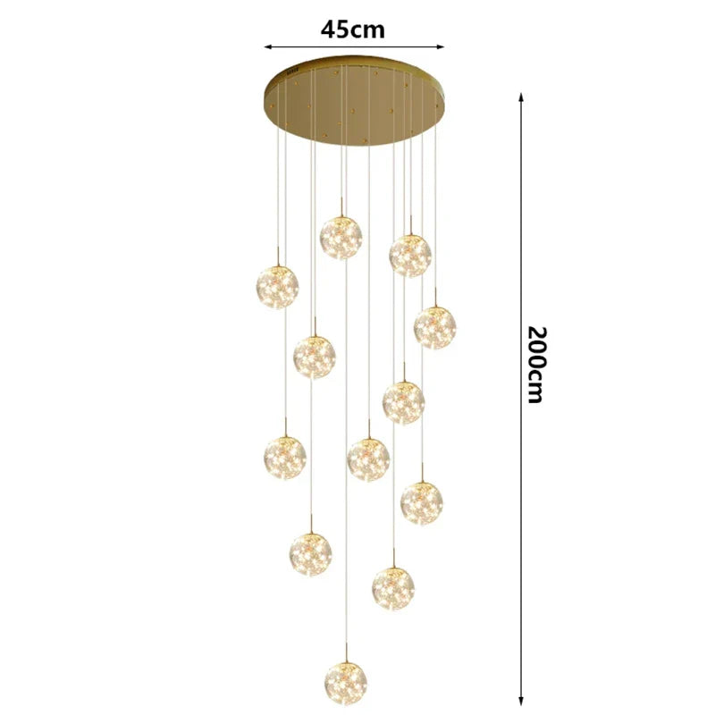 Axyaa Nordic Stair Chandelier Pendant Lights for Living, Bedroom, and Dining Room