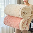 Axyaa Heart Pattern Coral Fleece Blanket: Double Layer Thicken Warm Plush Sofa Throw