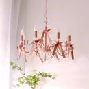 Axyaa Pink Chandelier Bow Pendant Lights for Romantic Home Decor