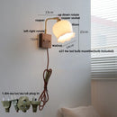 Axyaa Rotatable Vintage LED Wall Sconce Walnut Wood Loft Bedroom Light