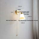 Axyaa LED Wall Sconce with Pull Chain Switch White Glass Stair Light