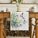 Axyaa Bamboo Plant Bird Table Runner for Kitchen Dining and Home Decor