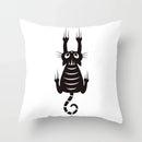 Skull Cat Black Pillowcase 45x45cm Home Decor for Sofa & Car - Axyaa