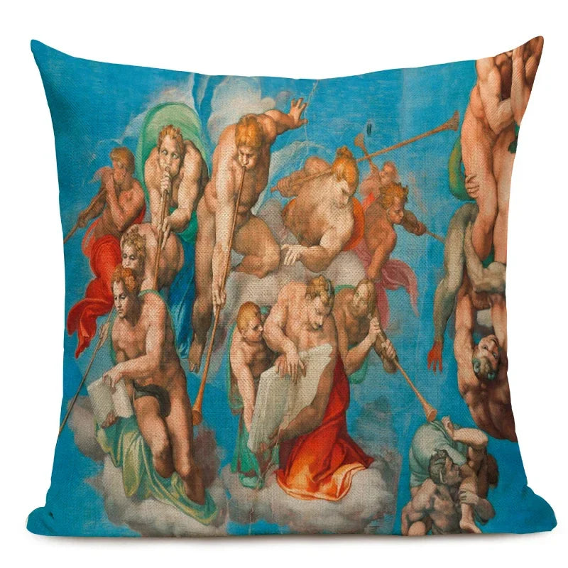 Michelangelo Genesis Mural Sofa Pillow Case by Axyaa - Renaissance Art Decoration
