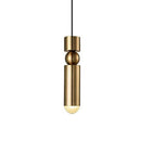 Axyaa Black Gold LED Tube Glass Chandelier - Modern Bedside Pendant Lamp