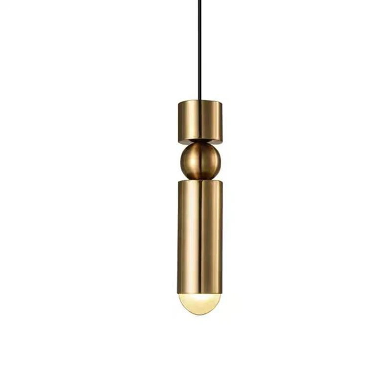 Axyaa Black Gold LED Tube Glass Chandelier - Modern Bedside Pendant Lamp