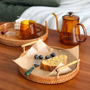 Axyaa Handmade Rattan Fruit Basket Tea Tray Organizer