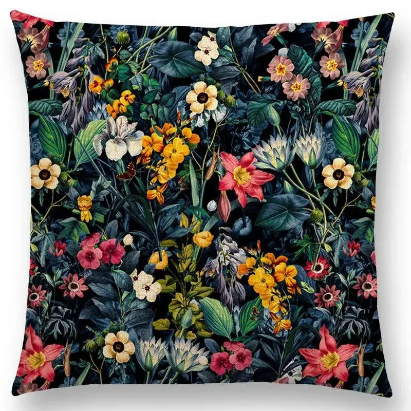 Axyaa Botanical Garden Floral Leaves Print Pillow Case Cover