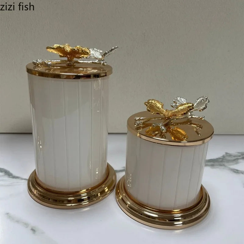 Axya Metal Cover Acrylic Storage Jar Candy Jars Food Organizer Desktop Container