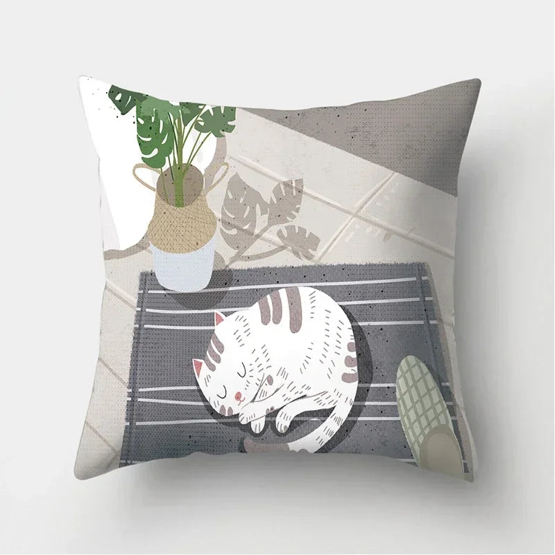 Cat Pattern Cushion Cover for Axyaa Brand Decorative Throw Pillow.