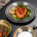 Axyaa Stainless Steel Shallow Tray Round Plate Set of 6