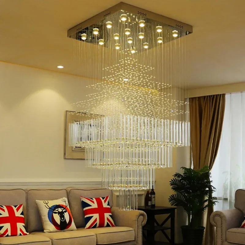 Axyaa Crystal Chandelier Lighting for Living Room Hotel Lobby Ceiling