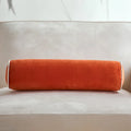 Axyaa Velvet Bolster Pillow - Corded Edge, Removable Cover - Cylindrical Neck Roll - 17.5x56cm