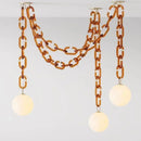 Axyaa Modern Glass Chain Chandelier Swagged Hanging Light Colorful Suspension Luminaire