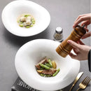 Axyaa White Ceramic Soup Plate - High-end Deep Dish Irregular Shaped Bowl