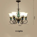 Axyaa Classic Ceramic Chandelier with Metal Iron Arm and Glass Lampshade