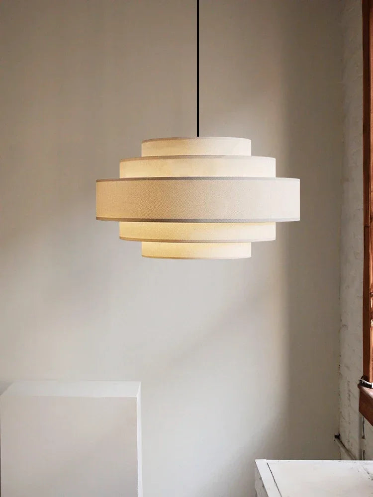 Axyaa White Fabric Pendant Light Japan Cloth Chandelier