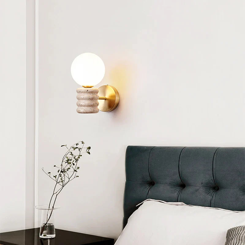 Natural Yellow Travertine Wall Lamp for Living Room by Axyaa - Nordic Design LED Lighting