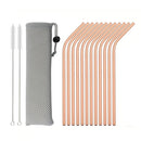 Axyaa Stainless Steel Reusable Metal Drinking Straws Set with Cleaner Brush