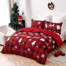 Axyaa Red Buffalo Plaid Queen Size Christmas Duvet Cover Set