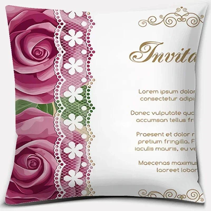Pink Flower Pattern Cushion Cover by Axyaa - 45x45cm Decorative Pillowcase