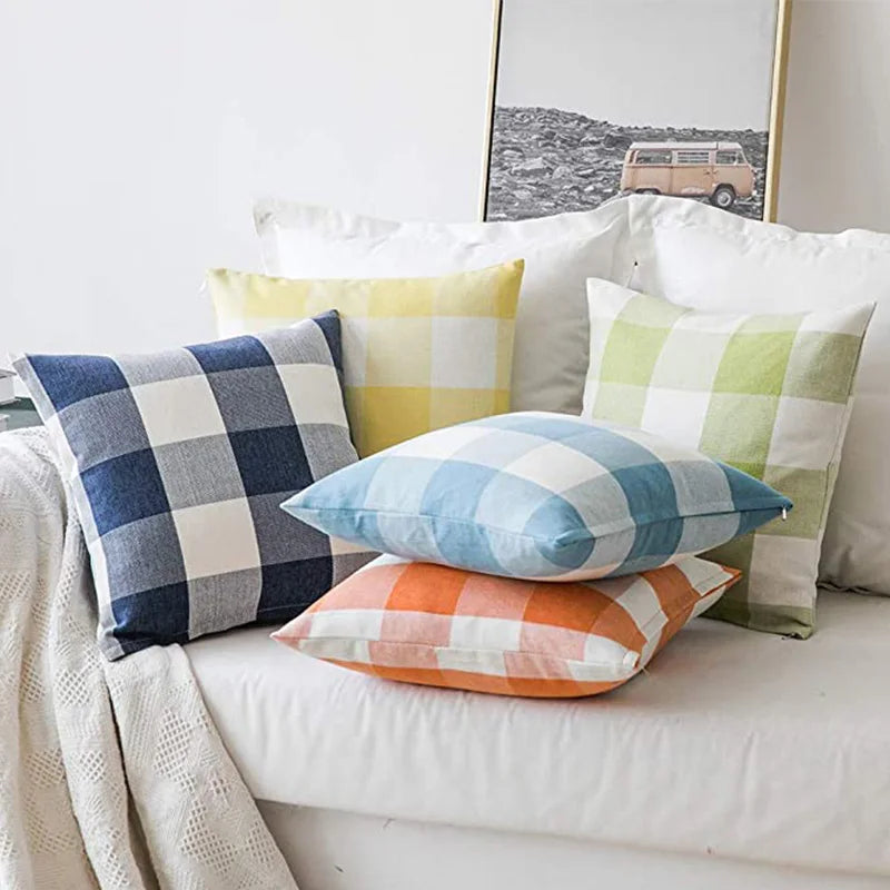 Plaid Pillow Covers 45x45cm for Cozy Home Decor - Axyaa