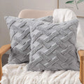Rustic Embroidered Faux Wool Pillowcase for Sofa Living Room by Axyaa