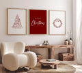 Axyaa Minimalist Merry Christmas Tree Canvas Print Set for Festive Home Decor