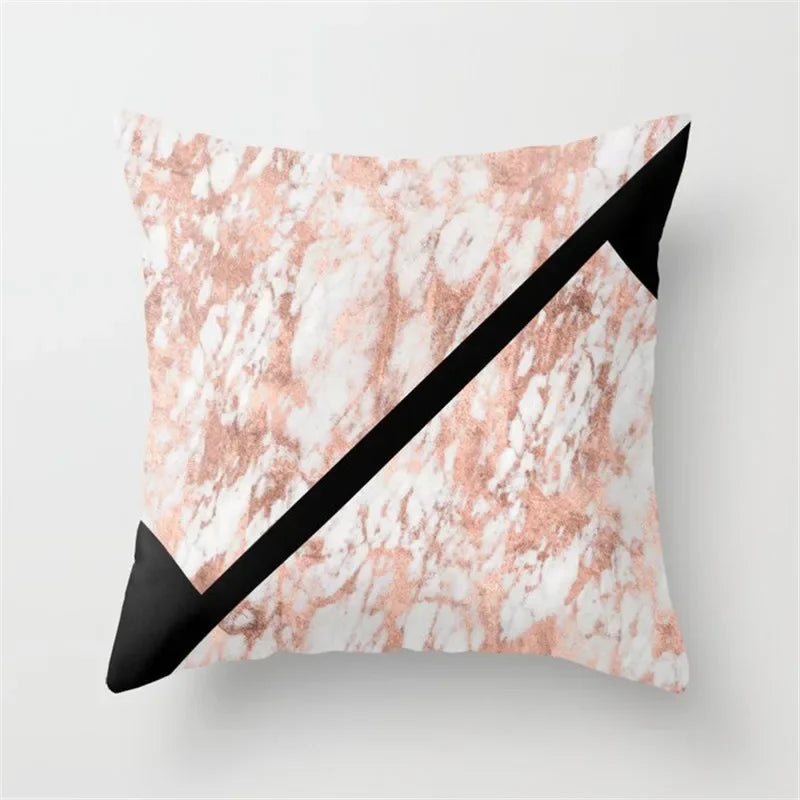 Pink Glitter Letter Flower Geometric Cushion Cover by Axyaa