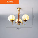 Axyaa Vintage Chandelier Bedroom Living Room Light Solid Wood Fabric Lampshade