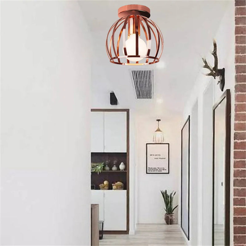 Axyaa Rose Gold Iron Ceiling Light Fixture - Modern Hallway Lighting