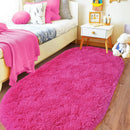 Axyaa Fluffy Plush Tie Dye Gray Oval Carpet - Bedroom & Living Room Home Decoration Rug