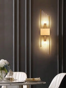 Axyaa Modern Lustre Glass Brass Wall Lamp with Color Changing LED for Hotel Living Room